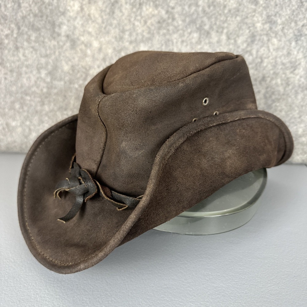 Jacaru Australia Wallaroo Leather Outback Hat Brown Large Crocodile Dundee